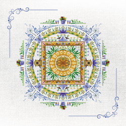 stunning floral mandala cross-stitch chart - diy herbal elegance project