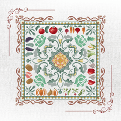 elegant botanical embroidery pattern for cross-stitch enthusiasts - vegetable sampler