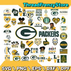 50 files green bay packers team bundle svg, green bay packers svg, nfl teams svg, nfl svg, png, dxf, eps