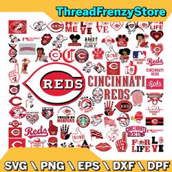 80 files cincinnati reds team bundles svg, cincinnati reds svg, mlb team svg, png, dxf, eps, jpg, instant download