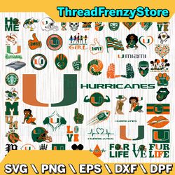 62 files miami hurricanes team bundle svg, miami hurricanes svg, ncaa teams svg, ncaa svg, png, dxf, eps