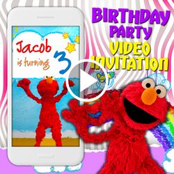 elmo world video invitation, elmo world birthday party animated invite, sesame street mobile digital custom video evite