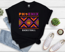 phoenix basketball vintage pattern line black png, phoenix basketball team retro png, american basketball , for her, for