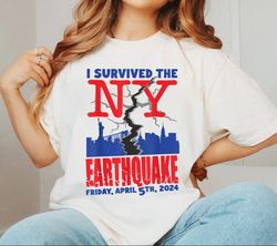 nyc earthquake 2024 png, i survived the nyc earthquake retro vintage tee, funny survived nyc earthquake meme png, for he