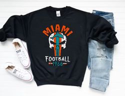 miami football skull est 1966 unisex black sweatpng, miami football team retro png, american football png