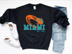 vintage miami football est 1966 unisex sweatpng, miami football team retro png, american football png