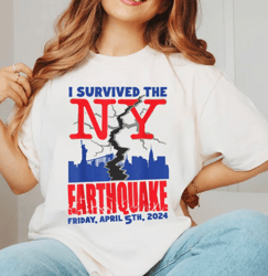 nyc earthquake 2024 png, i survived the nyc earthquake retro vintage tee, funny survived nyc earthquake meme png