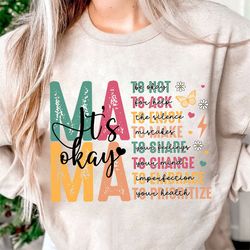 retro mama it's okay png digital file sublimation design, one mental health breakdown, mama png, mental health matters p