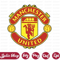 manchester united svg, soccer logo, digital file, logo print, svg for cricut, instant download, cut file, silhouette