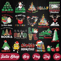 christmas books svg bundle, all booked for christmas svg, christmas tree books svg, christmas book svg, book lovers