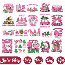 retro pink christmas svg bundle, pink christmas svg, christmas svg, christmas shirt design, svg bundle, christmas
