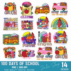 100 days of school bundle png, instant download, 100th day of school png, school design png