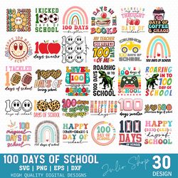 100 days of school svg bundle, 100th day of school teacher svg, retro 100 days school svg shirt, layered digital file