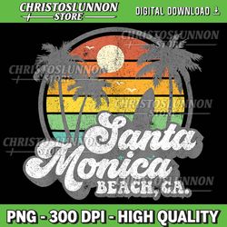 vintage santa monica beach california surf surfing 70's png, sunset png,summer background png, summer png