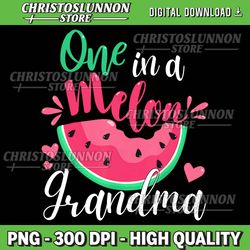 one in a melon grandma birthday, party matching family group png, funny watermelon summer beach fruit