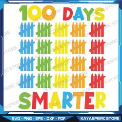 100 days smarter svg, 100 days brighter, teacher appreciation, 100 days shirt, kindergarten shirt, back to school