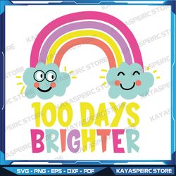 100th day of school teacher svg, 100 days brighter rainbow svg, rainbow bundle svg,  pastel rainbow svg, kids design