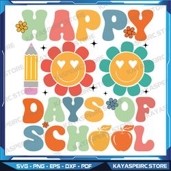 groovy teacher student 100th day of school svg, happy 100 days svg, retro groovy 100th day svg, teacher kids svg