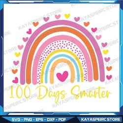 100th day of school teacher svg, 100 days smarter rainbow svg, teacher rainbow svg, happy 100 days of school pvg