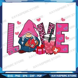 love nurse life gnome valentine svg, nursing valentines day svg, nurse life clipart, nurse gnomes svg, nurse equipments