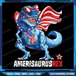 dinosaur 4th of july png, men amerisaurus png, t-rex 4th of july png, america flag, patriotic png, funny dinosaur