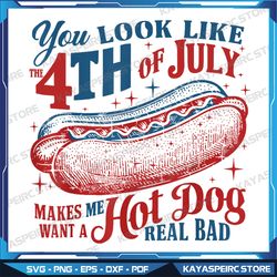 you look like the 4th of july hot dog patriotic png, retro america hot dog png, funny 4th july png, usa png