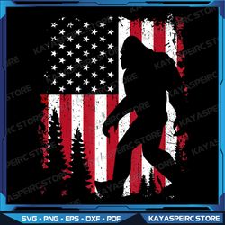 bigfoot 4th of july american usa flag patriotic png, american patriotic sasquatch, the fourth of july png