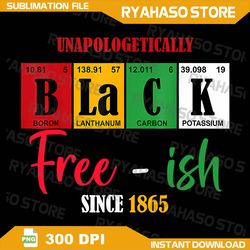 unapologetically black free-ish since 1865 juneteenth png, black free-ish, since 1865 png, black chemistry periodic tabl