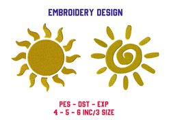 sun embroidery design, sunrise embroidery, sunshine embroidery, sunset embroidery, machine embroidery design, 3 sizes