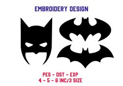 batman logo embroidery design , bat embroidery design, superhero embroidery design, machine embroidery design, 3 sizes