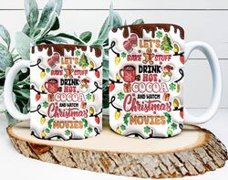 3d christmas hot cocoa inflated mug wrap, let's bake stuff christmas mug png, 3d xmas puffy 11oz 15oz mug, puffy christm