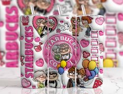 3d inflated carl ellie valentine coffee tumbler wrap, 3d up movie valentine tumbler png, 20 oz skinny love tumbler png,