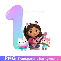 gabby's dollhouse baby girl 1st birthday one png image