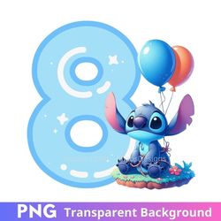 stitch 8th birthday eight png transparent image