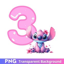 stitch angel 3rd birthday three png image