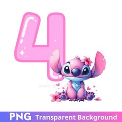 stitch angel 4th birthday four png image