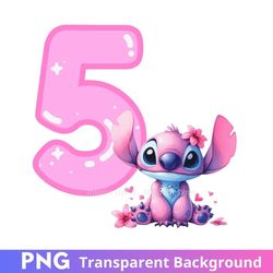 stitch angel 5th birthday five png image