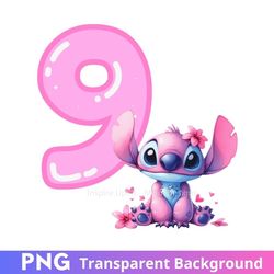 stitch angel 9th birthday nine png image