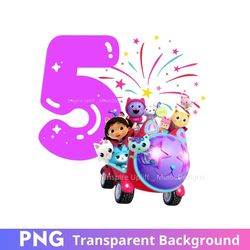 gabby's dollhouse 5th birthday png clipart image five