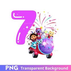 gabby's dollhouse 7th birthday png clipart image seven