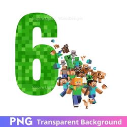 minecraft 6th birthday party png clipart image six