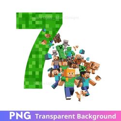 minecraft 7th birthday party png clipart image seven