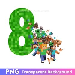 minecraft 8th birthday party png clipart image eight