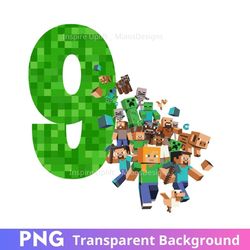 minecraft 9th birthday party png clipart image nine