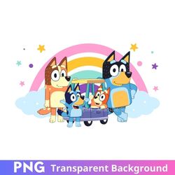 bluey family rainbow party png image