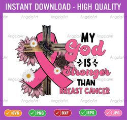my god is stronger than breast cancer png, chris-tian sunflower png, breast cancer png, cancer awareness png, digital do