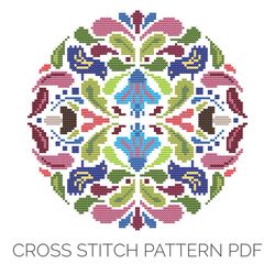 folk art garden counted cross stitch pattern | cross stitch pattern | wall decors | cushion designs | embroidery