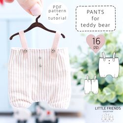 pants sewing pattern for teddy bear, doll clothes pattern, toy dress pattern, teddy bear clothes pattern