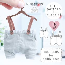 trousers sewing pattern for teddy bear, doll clothes pattern, toy dress pattern, teddy bear clothes pattern