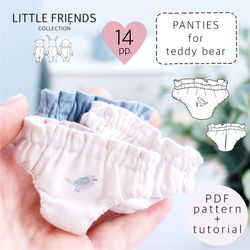 panties sewing pattern for teddy bear, doll clothes pattern, toy dress pattern, teddy bear clothes pattern